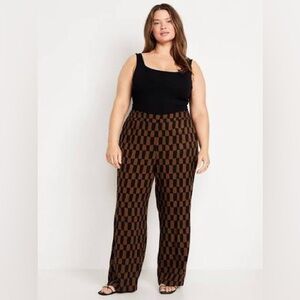 Old Navy Black and Brown Checkered Wide Leg Pants